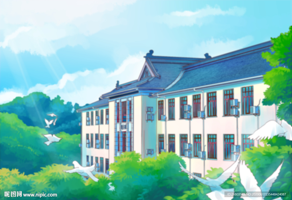 手绘历史古建筑素材
