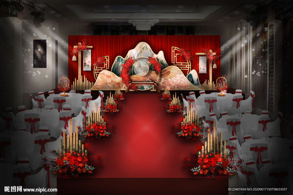 新中式撞色创意室内主仪式区