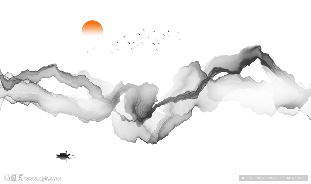 新中式水墨线条背景