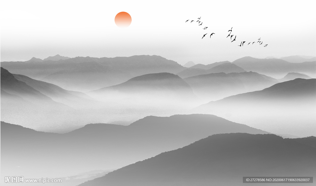 山水画 水墨山水画 山水壁画