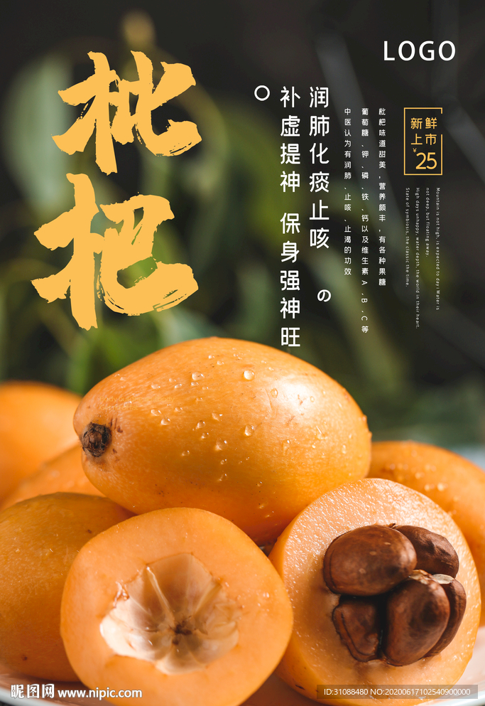 枇杷海报 一盘枇杷 鲜枇杷