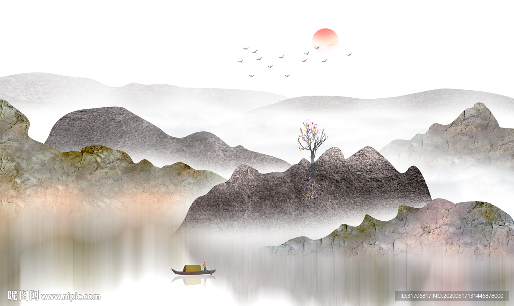 意境水墨山水画