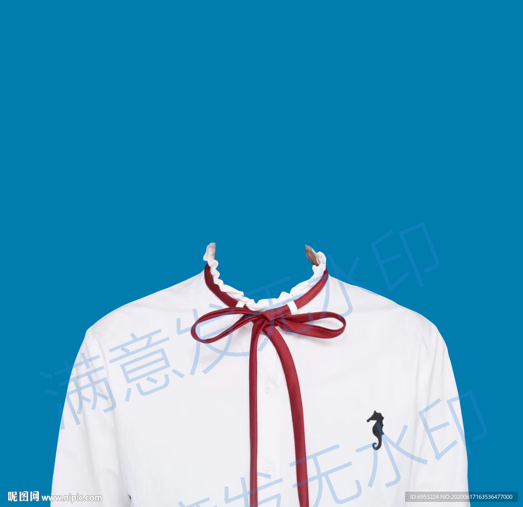 红丝带女生白衬衫模板