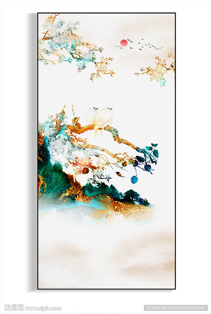 金色水墨晶瓷画