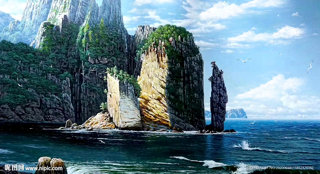 海岛油画