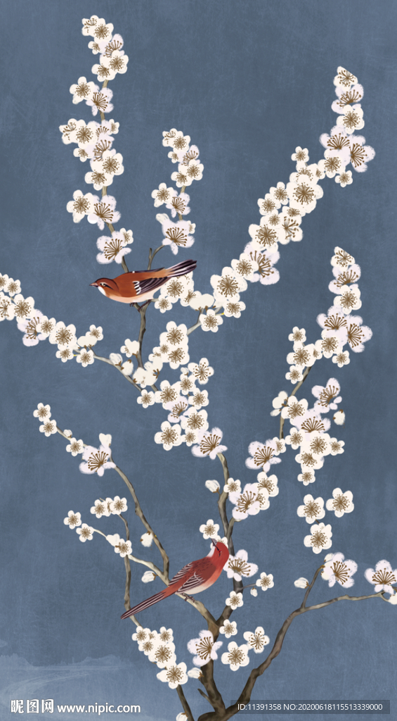 花鸟玄关背景墙