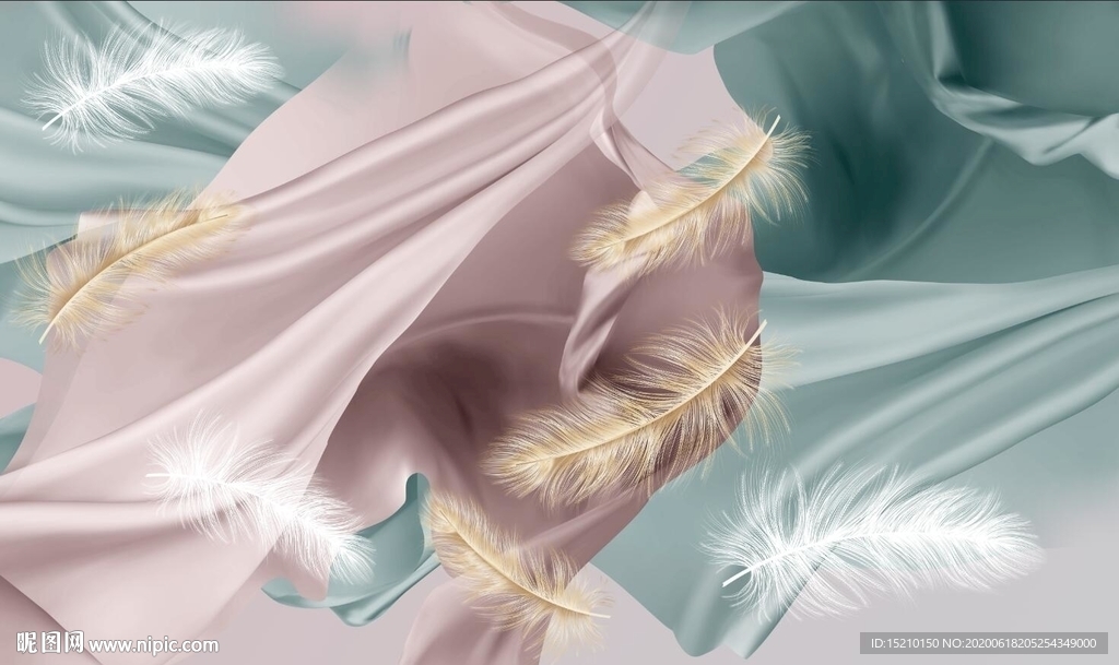 丝绸羽毛电视背景墙