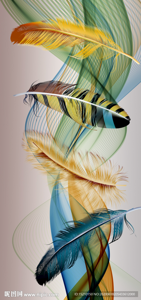 金色羽毛玄关背景墙