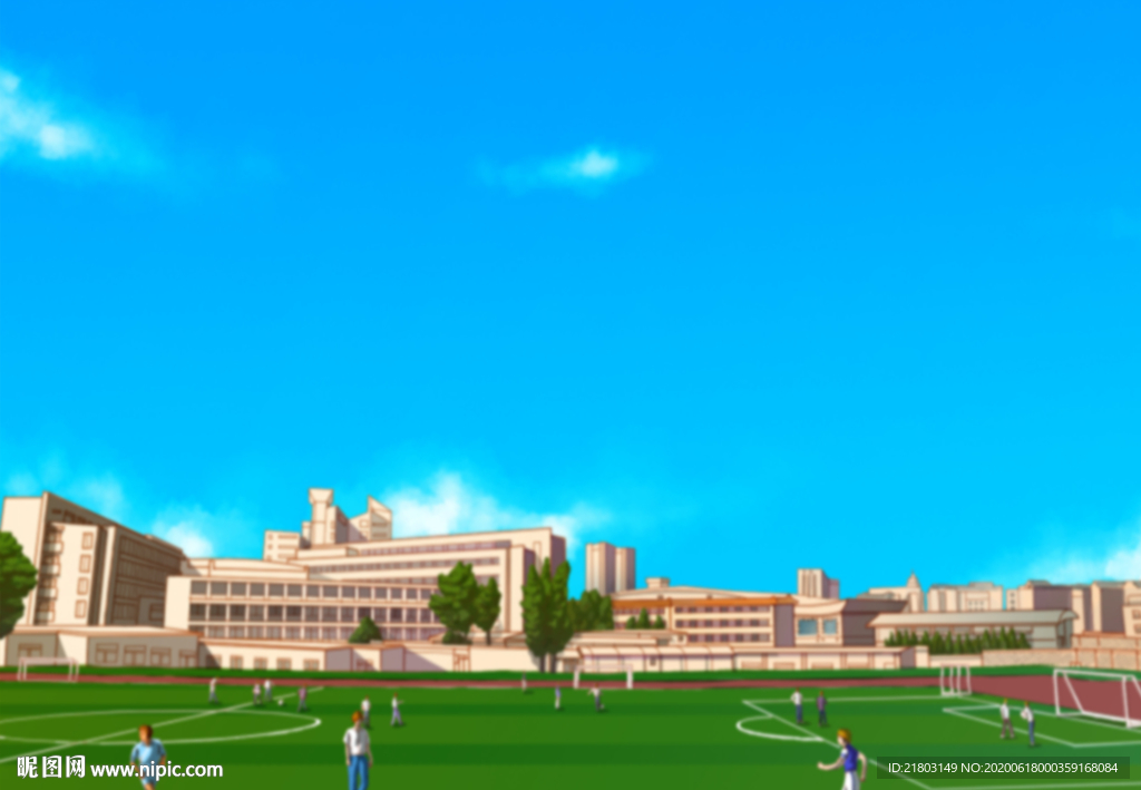 手绘南京城市足球场美景素材