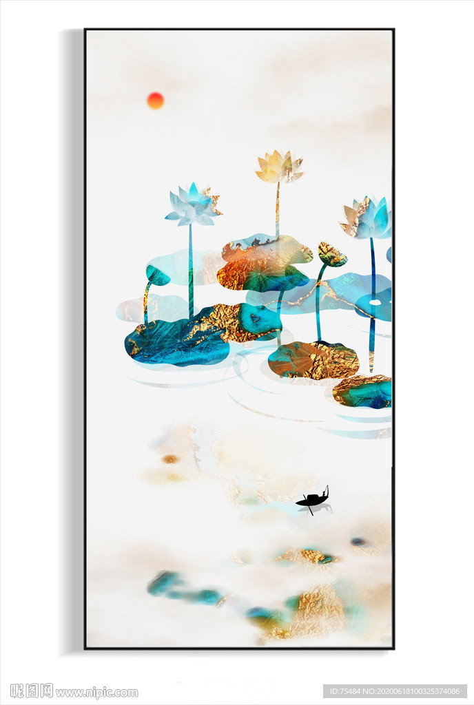 水墨荷花装饰画