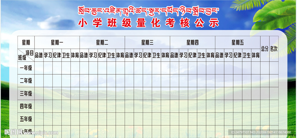 小学班级量化考核公示