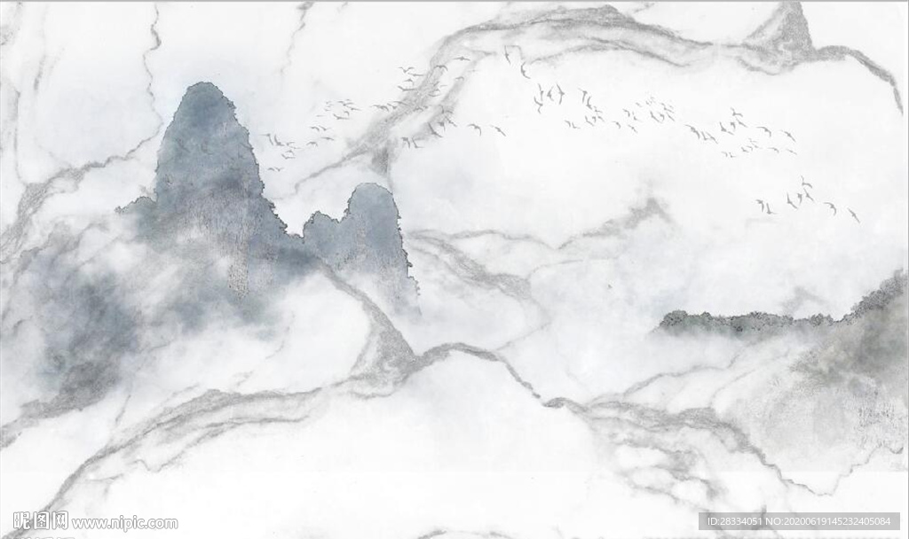 爵士白浸墨大理石山水电视背景墙
