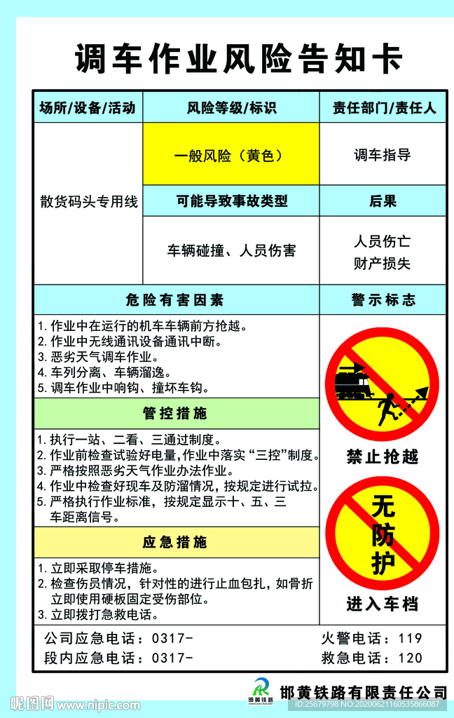 调车作业安全风险告知卡