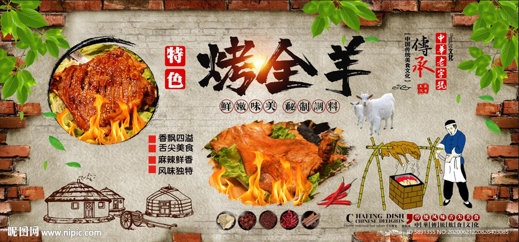 烤全羊背景墙