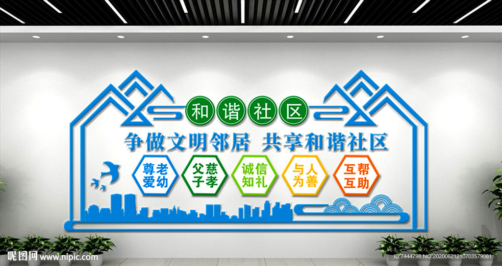 文明和谐邻居小区文化墙