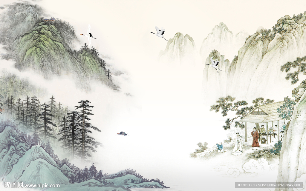 最新山水画风景 TIF分层