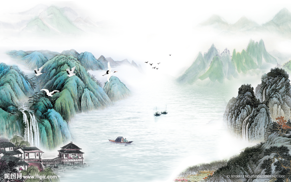 新款山水画风景 TIF分层