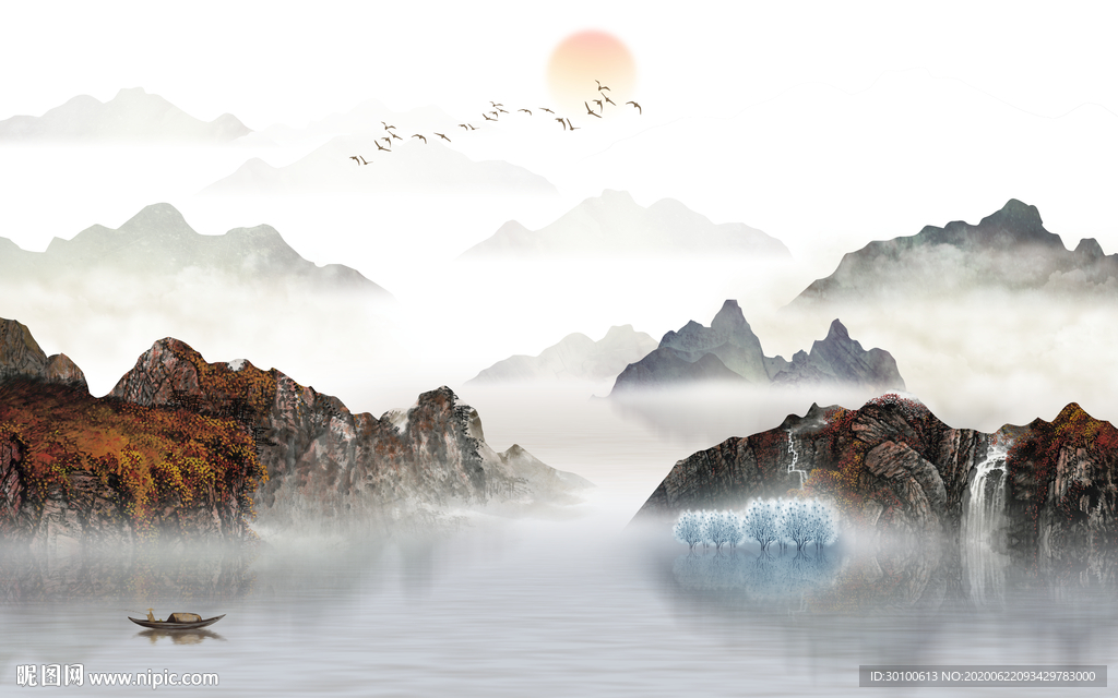 国画山水画风景 TIF分层