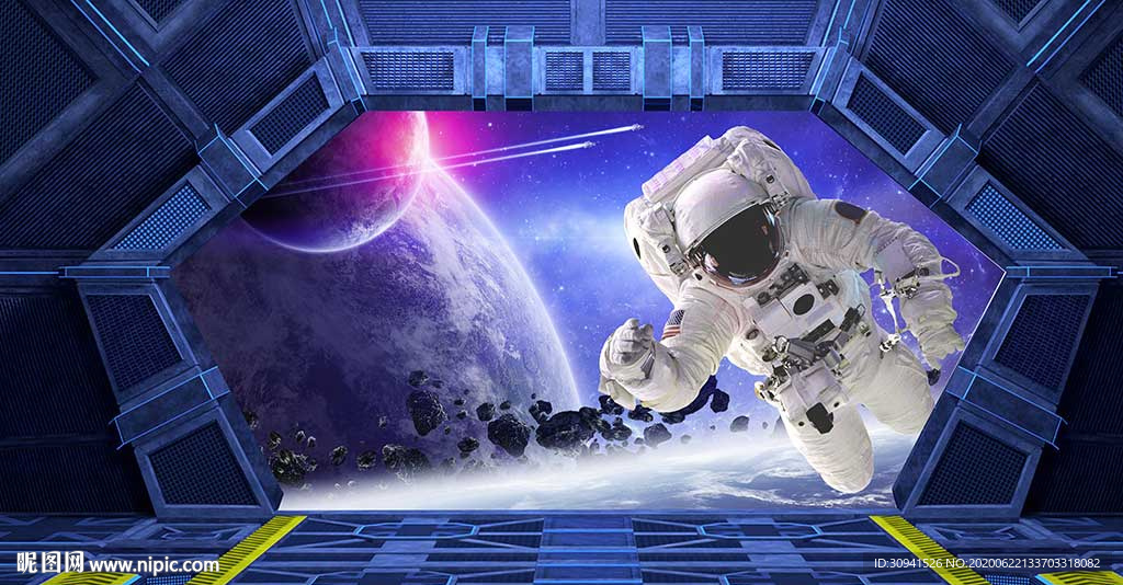 3D太空宇航员背景墙