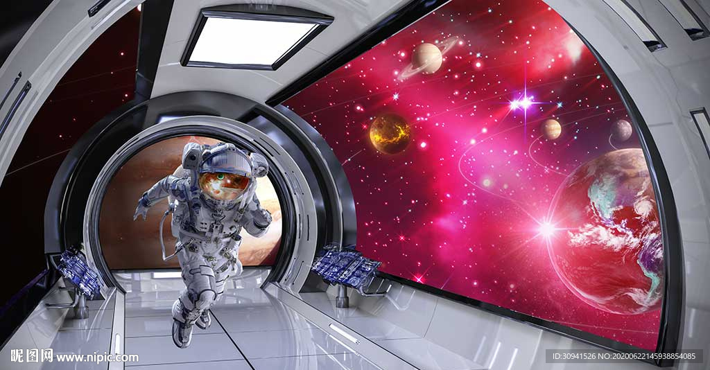 3D太空宇航员背景墙