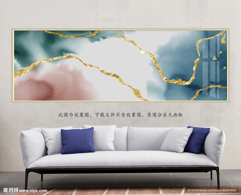 金色线条客厅装饰画