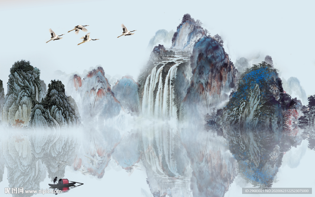 国画超高清山水画 tif分层