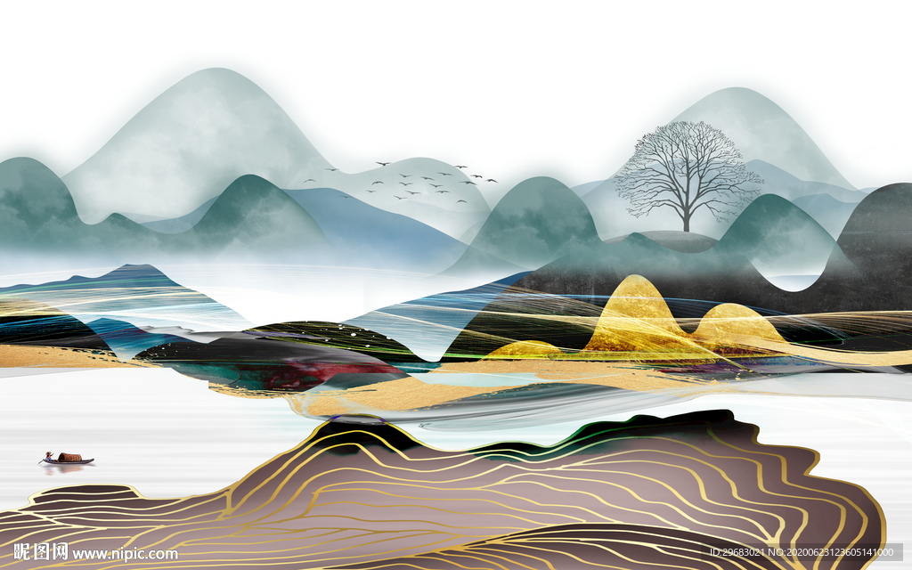 高端 超高清山水画 tif分层