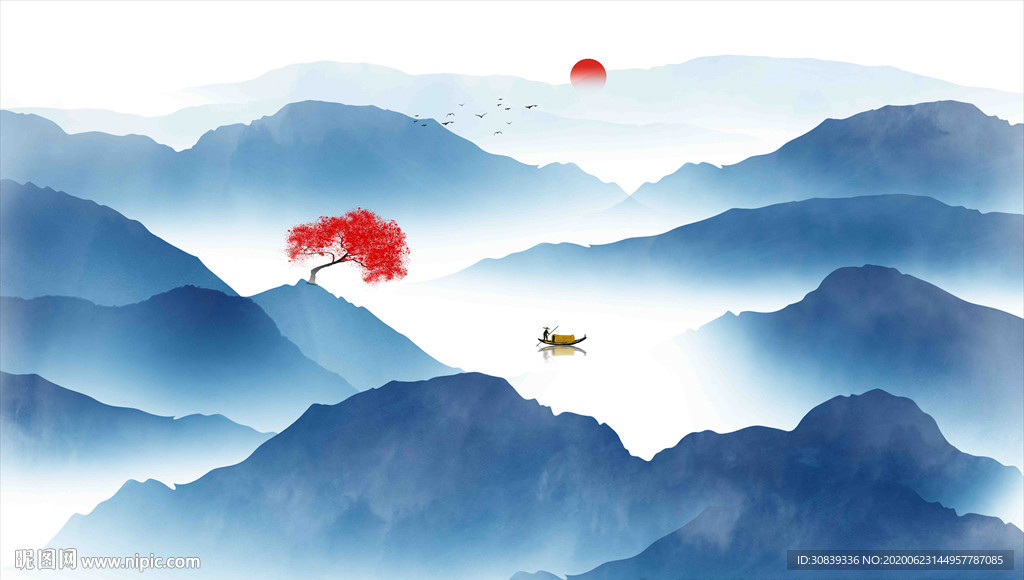 水墨山