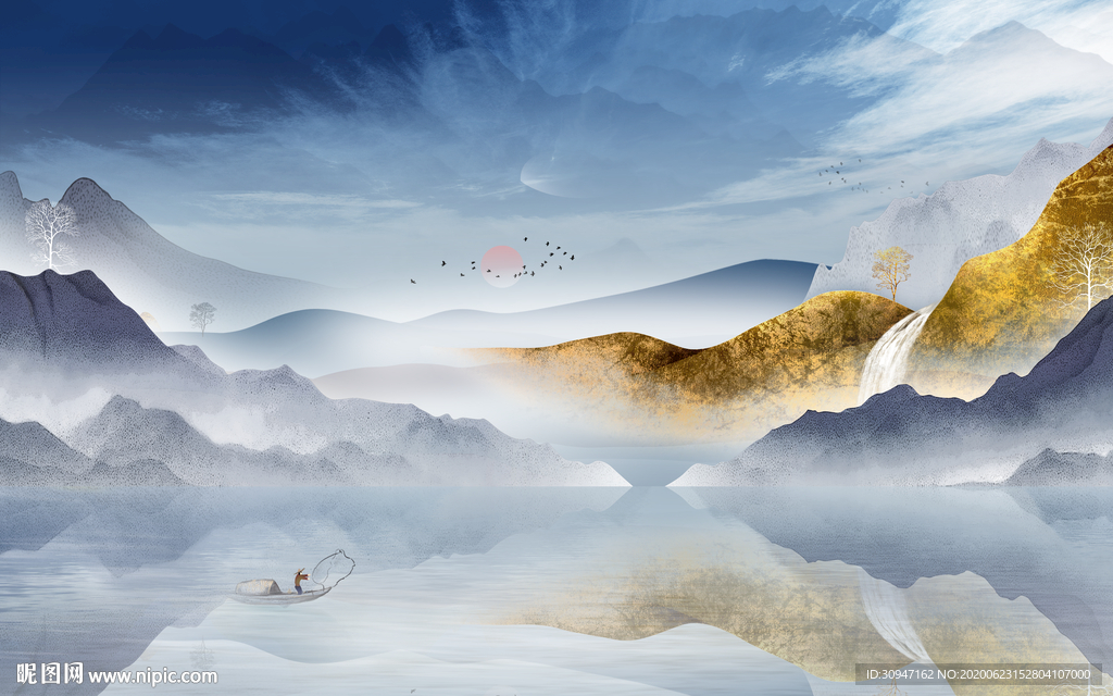 新款装饰山水画 TIF分层