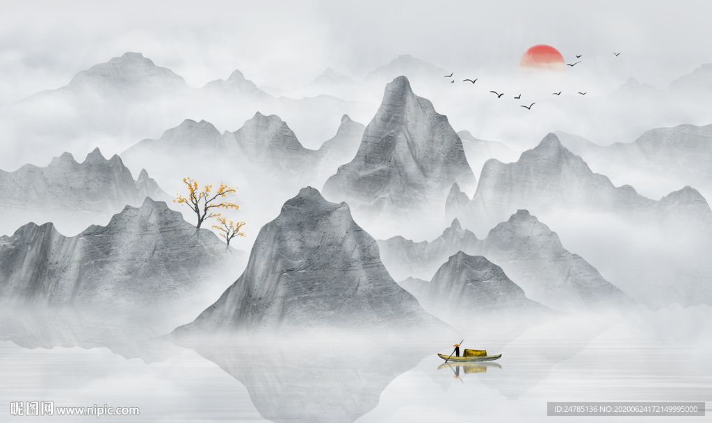 意境水墨山水画