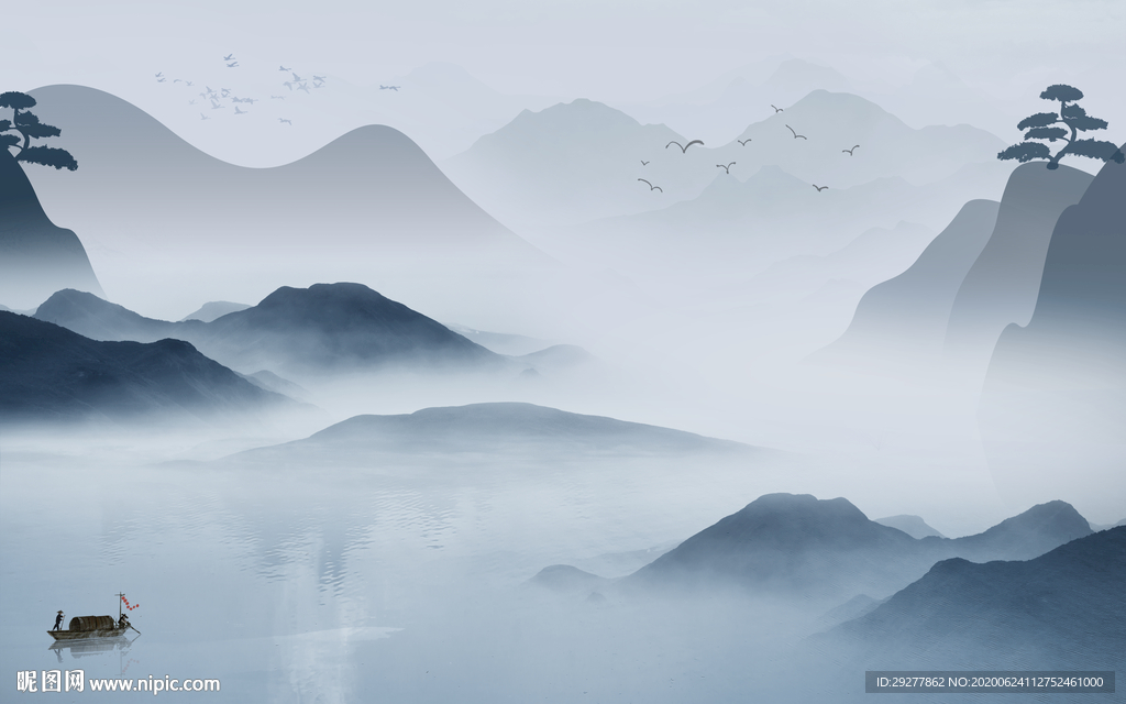 大气意境新山水画 TIF分层