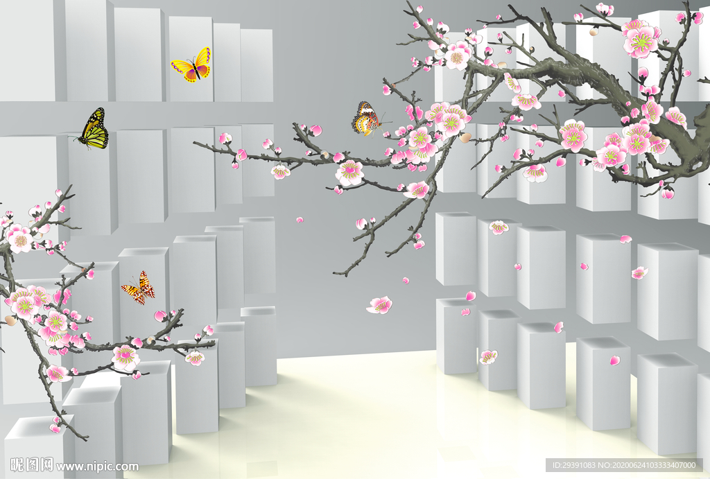 3d立体空间梅花图片