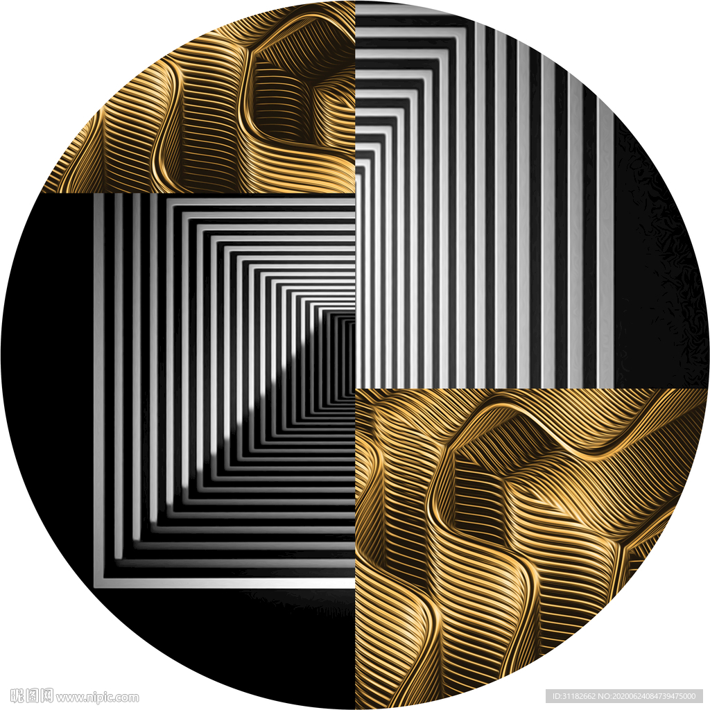 抽象金箔立体中式