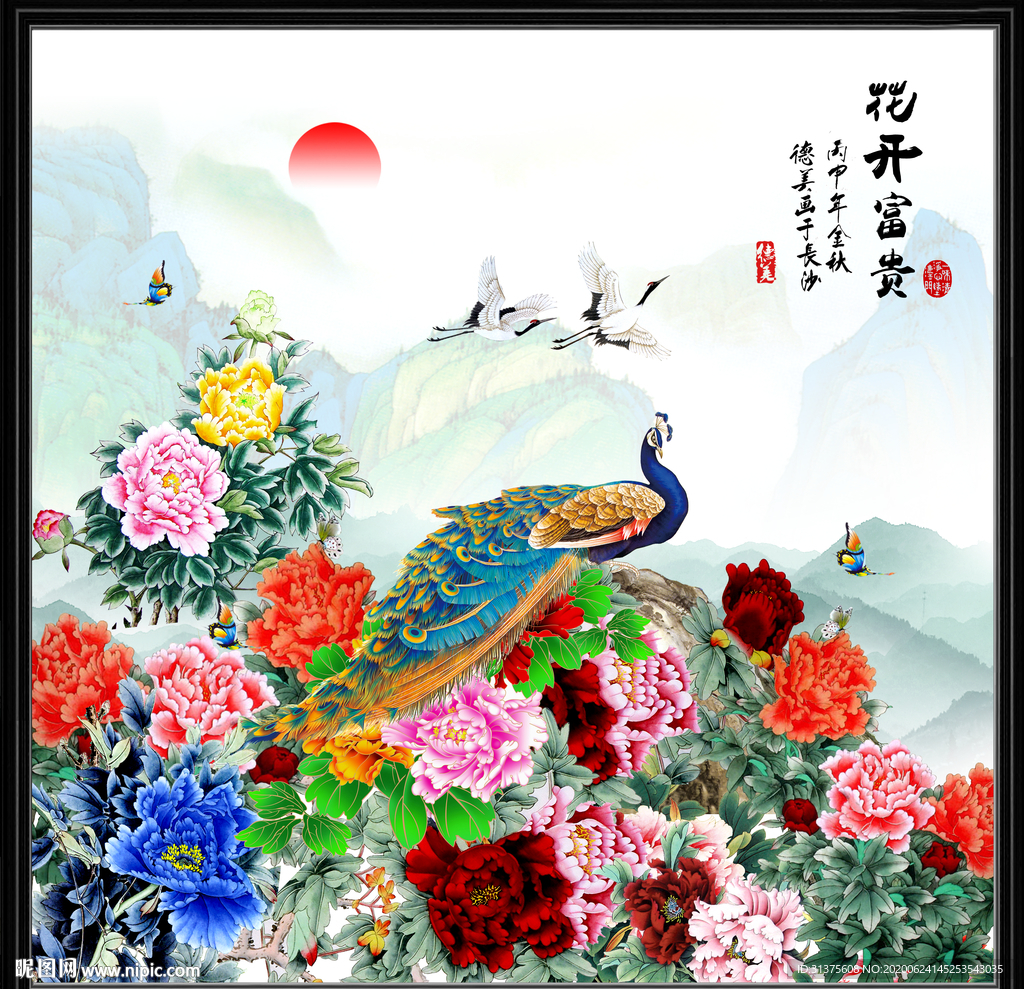 花开富贵国画牡丹