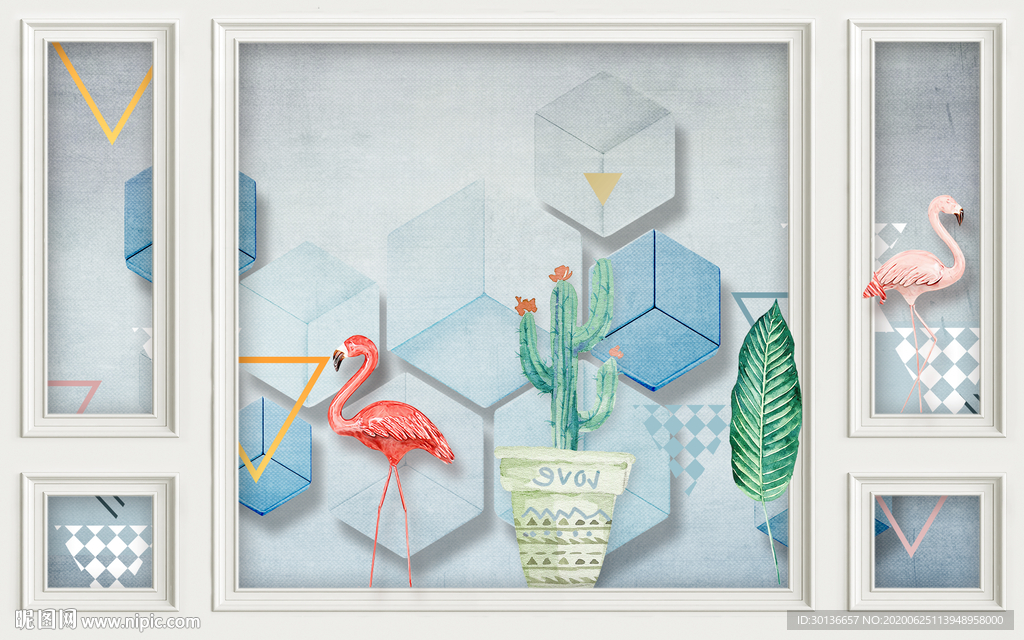 几何框画装饰画 TIF分层