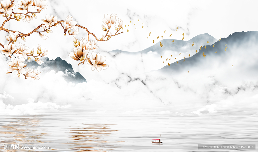 花鸟山水背景墙