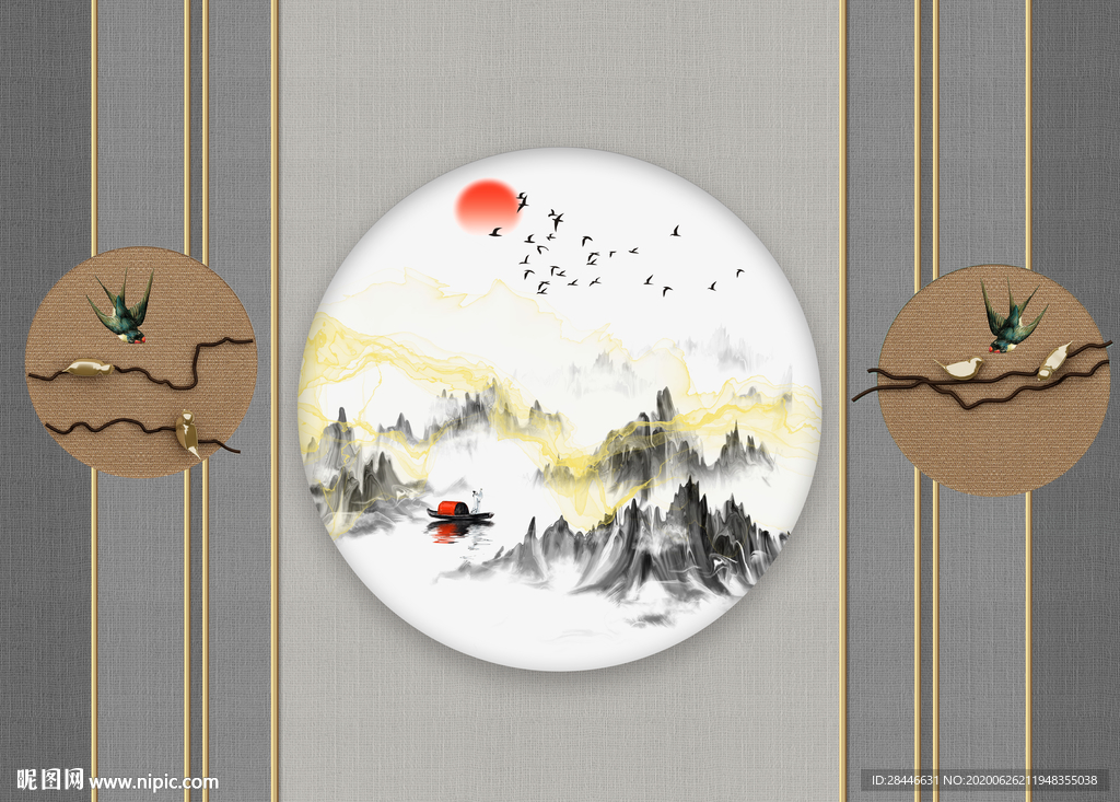 新中式电视背景墙