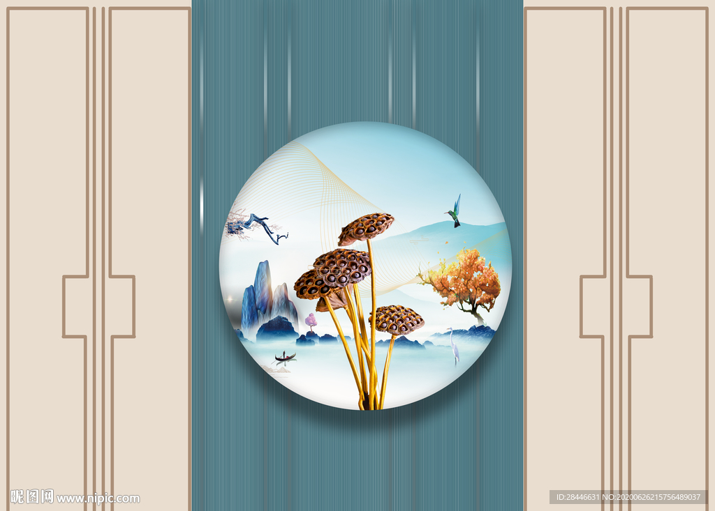 新中式电视背景墙