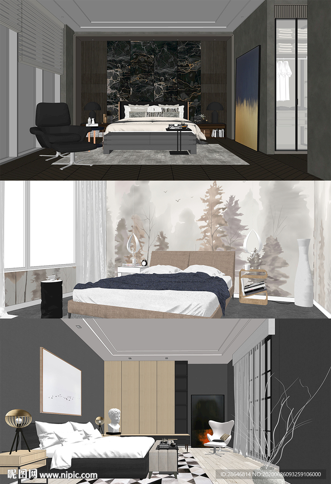 卧室空间SU模型设计-2