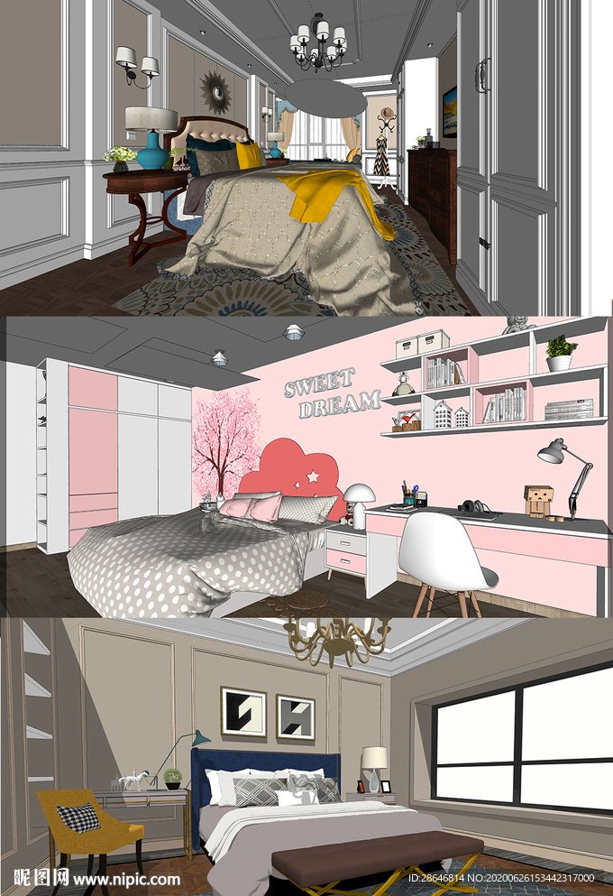 卧室空间SU模型设计-5