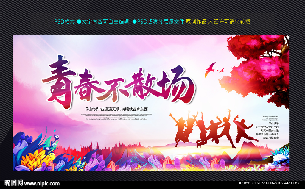 毕业季 青春毕业不散场展板