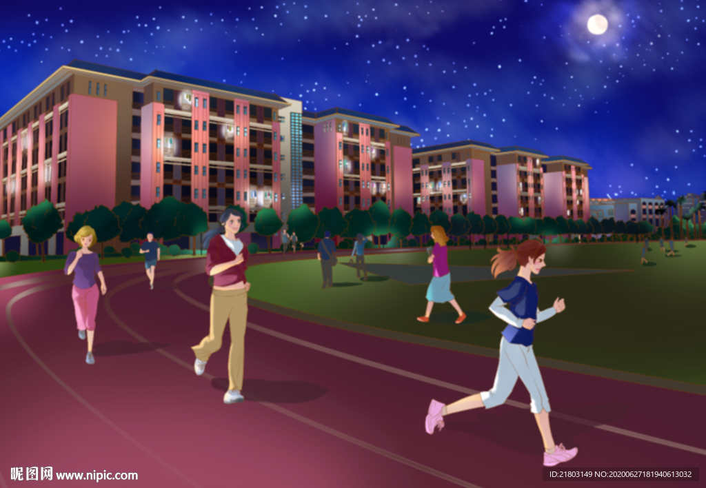 手绘中山大学 重点名牌足球场