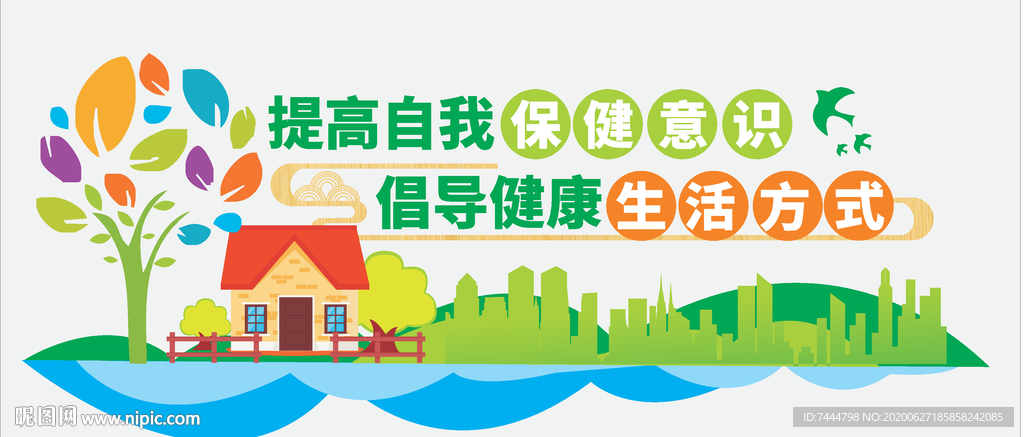 健康生活保健社区文化墙