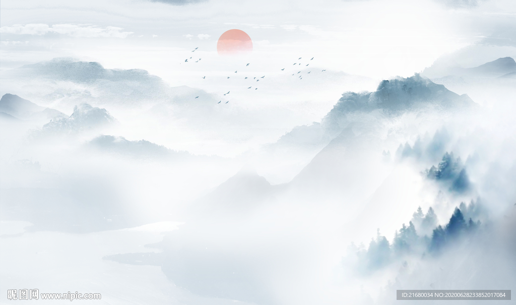 抽象山水背景墙
