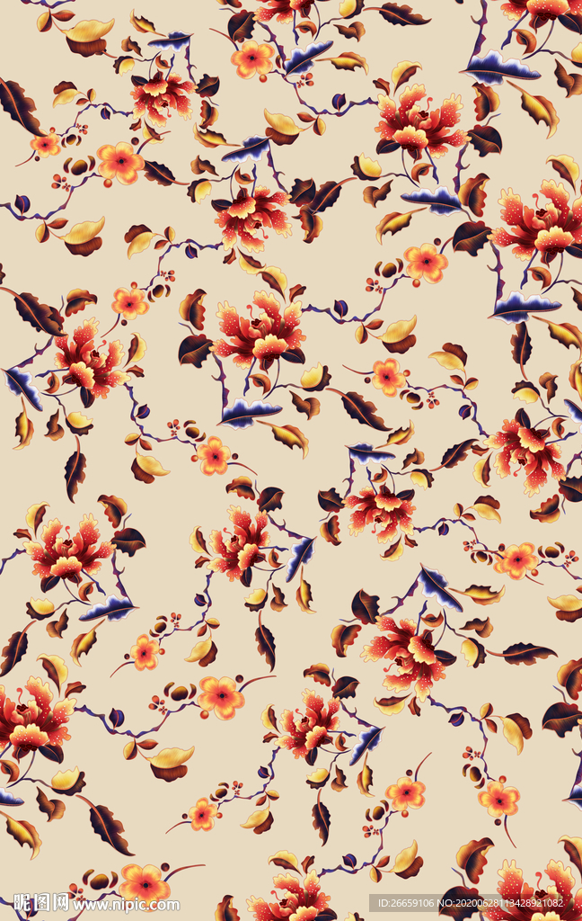 连续数码印花中国风复古花型