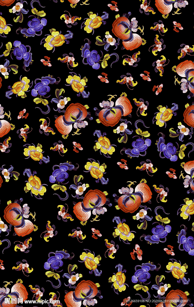 连续循环数码印花抽象复古花型