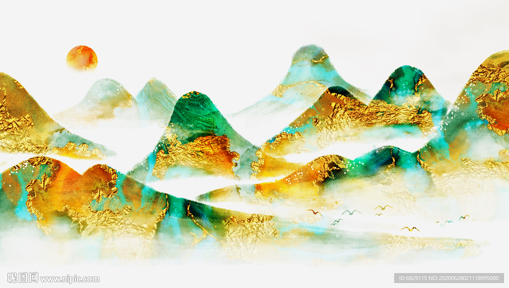 新中式禅意水墨山水画