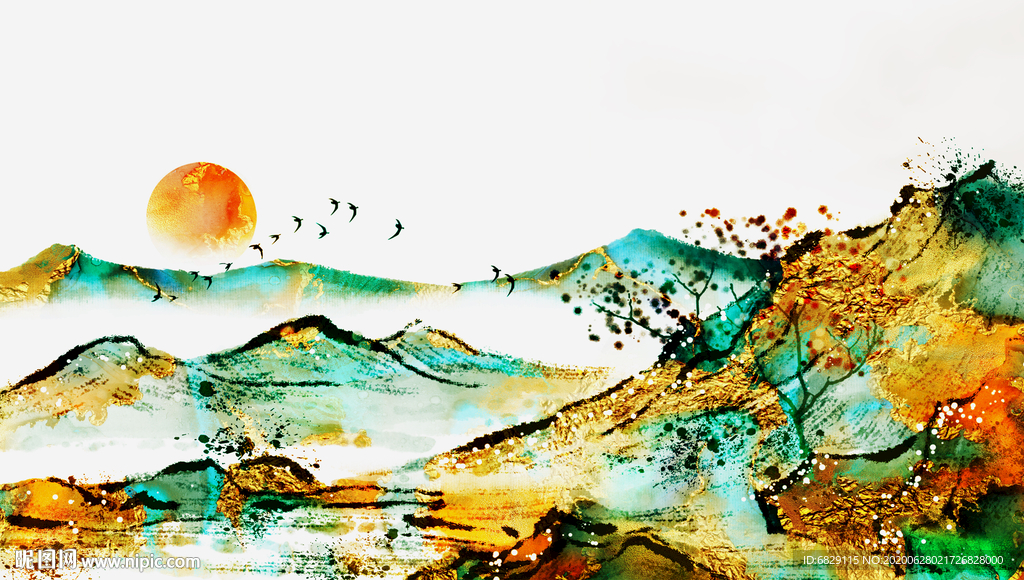 简单的水墨山水画