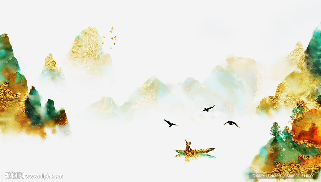 现代水墨山水画