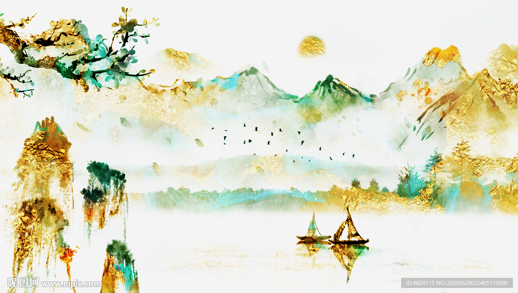 手绘山水装饰画